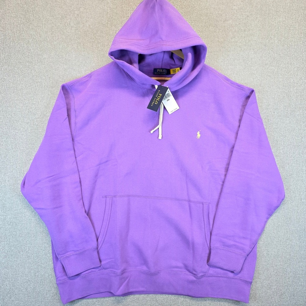 Polo Ralph Lauren Mens Purple Big & Tall 3XB Fleece Hoodie Sweatshirt NWT